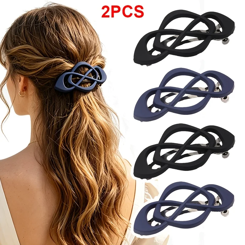 

2PCS Temperament Simple Hollow Cross Geometric Hairpin Spring Clip One-word Clip Ponytail Clip Women's Premium Versatile Spring Clip Semi-tie Hair Top Clip High Ponytail Hairpin Going out to party Travel and take pictures