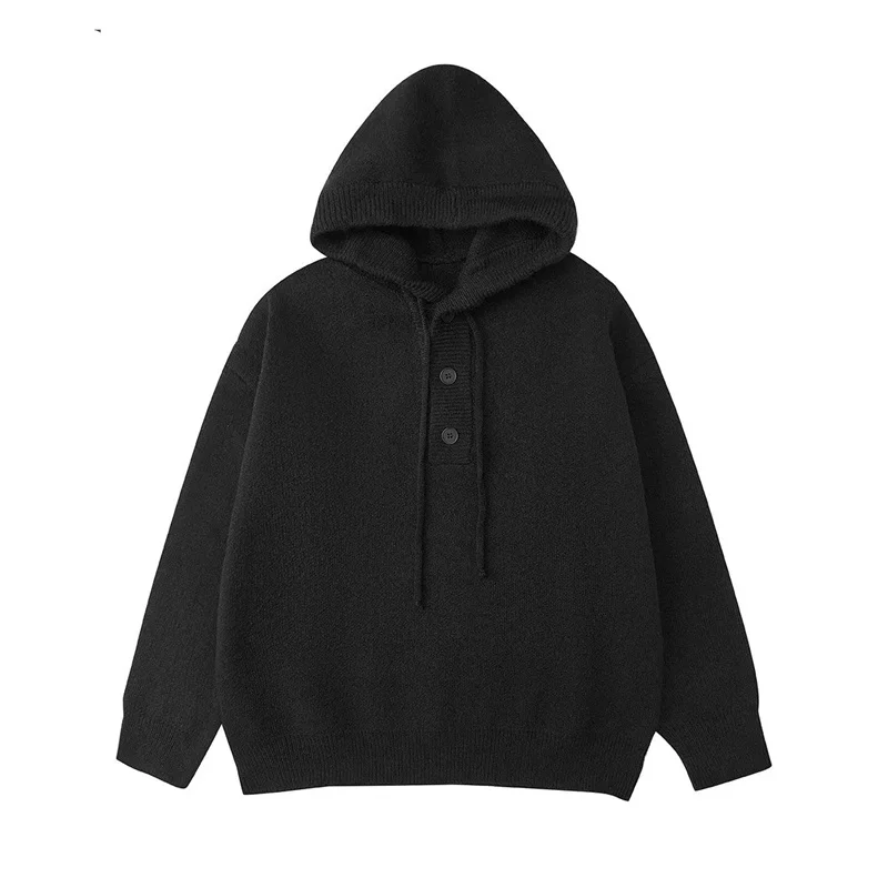 Suéter con capucha para adolescentes para hombres en invierno, suéter de punto grueso y cálido Retro americano perezoso de gama alta, moderno y atractivo