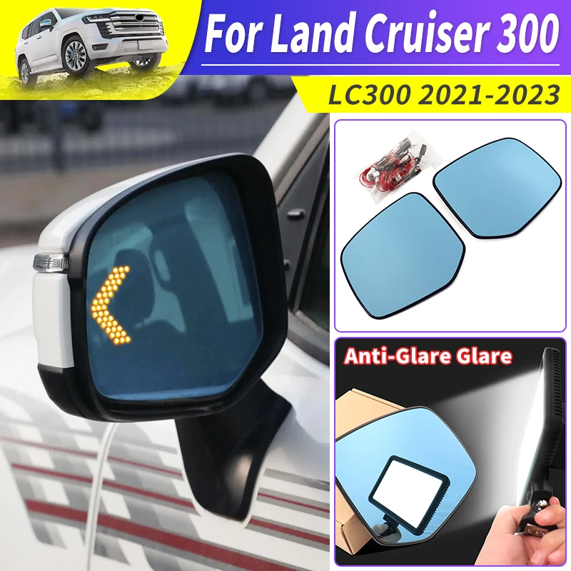 

For 2021 2022 2023 Toyota Land Cruiser 300 Side Rearview Mirror LED Large Vision Heating Blue filter LC300 Exterior Accessories