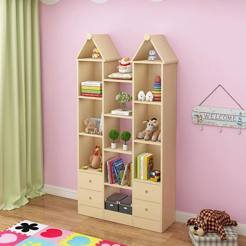 -ForNature Solid Wooden MDF Bookcase Multifunction Shelf Study Furniture School Furniture&