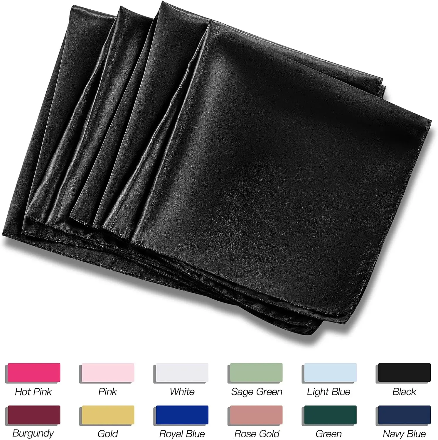 

24 Pcs Black Silky Satin Napkins 12x12 Inches, Square Smooth Wedding Dinner Cloth Napkins for Party Restaurant Decor, Christmas
