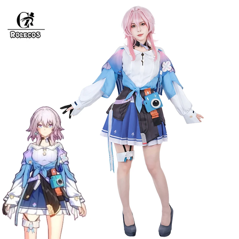 

ROLECOS March 7th Cosplay Costume Game Honkai Star Rail March 7th Women Blue Dress Halloween Female Party Uniform Outfit Suit