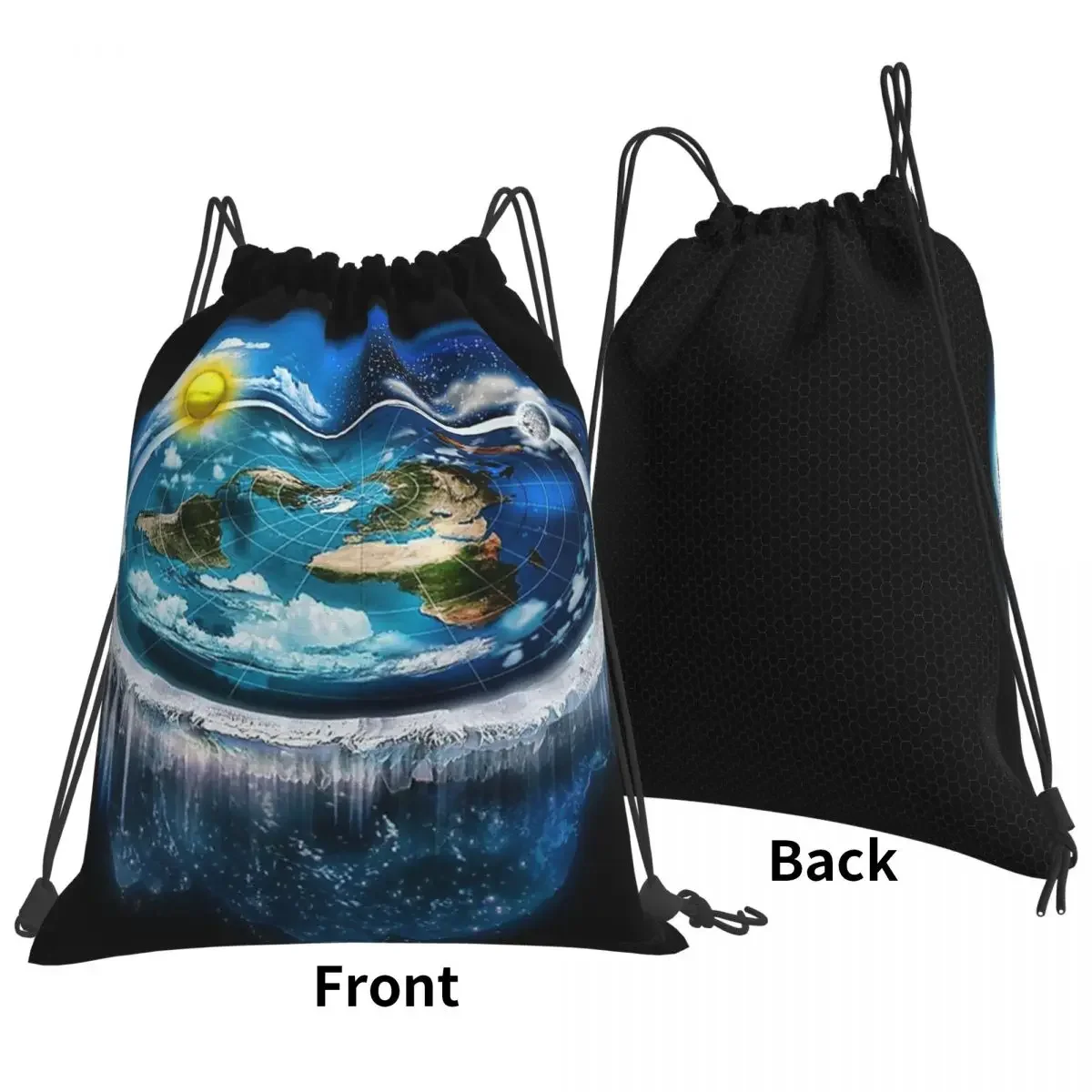 Flat Earth With Dome Art zaino Fashion borse portatili con coulisse borsa sportiva con coulisse borsa da viaggio per la scuola di viaggio