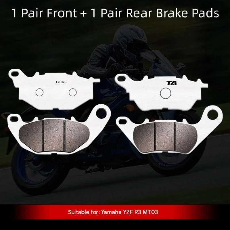 For YAMAHA YZF‑R3 MT‑03 Carbon‑Copper Based Brake Pads, Low‑Noise High‑Friction Front & Rear Disc Brake Pads Mod Accessories