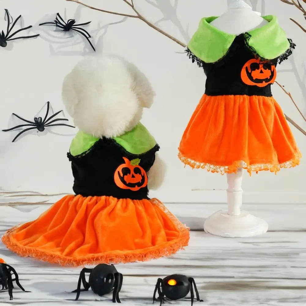 

Creative Halloween Dog Costume Pumpkin Pattern Adjustable Dog Pumpkin Dress Pumpkin/Ghost Soft Pet Cosplay Costume Pet Supplies