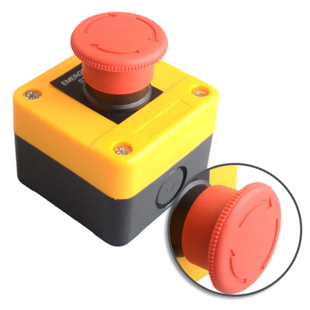 22mm Red Mushroom Stop Button Switch 36V 600V 10A Waterproof ABS For Factory Machine Control Panel