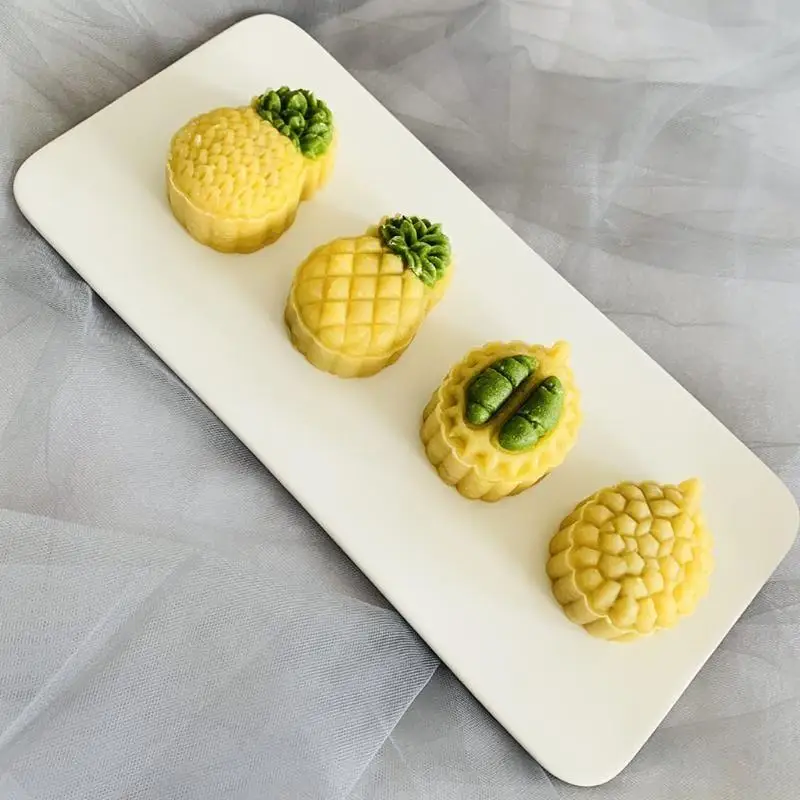 QX2E Mooncake Mold 50g Cookie Cutter with 3D Durian Stamps Green Bean Cake Mould DIY Press Baking Tool Mid-Autumn Festival