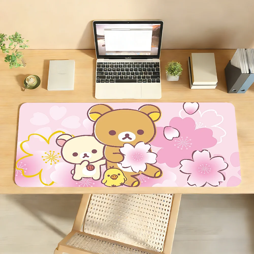 R-Rilakkuma Bear  Mouse Pad  Non-slip Locking Edge DeskMat PC Laptop Accessories Rubber Office Keyboard Large Game XXL carpet