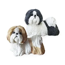 Shih Tzu-Pet Figure Resin Model, Canidae Animal, Chrysanthemum Collector Toy, Car Decoration, Educational for Adults