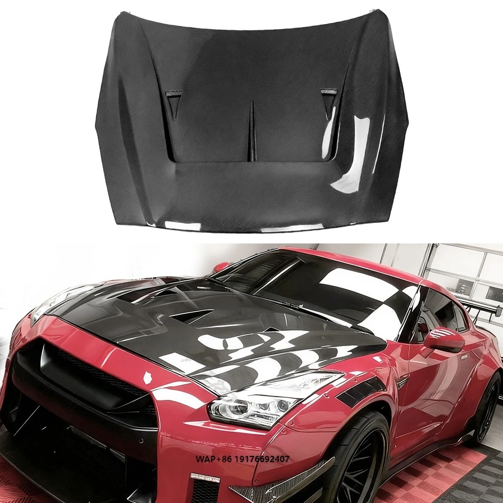 New Forged Carbon Fiber LB Style High Polished Front Hood for GTR R35 Engine Bonnet-Fitment Tested Easy Installation