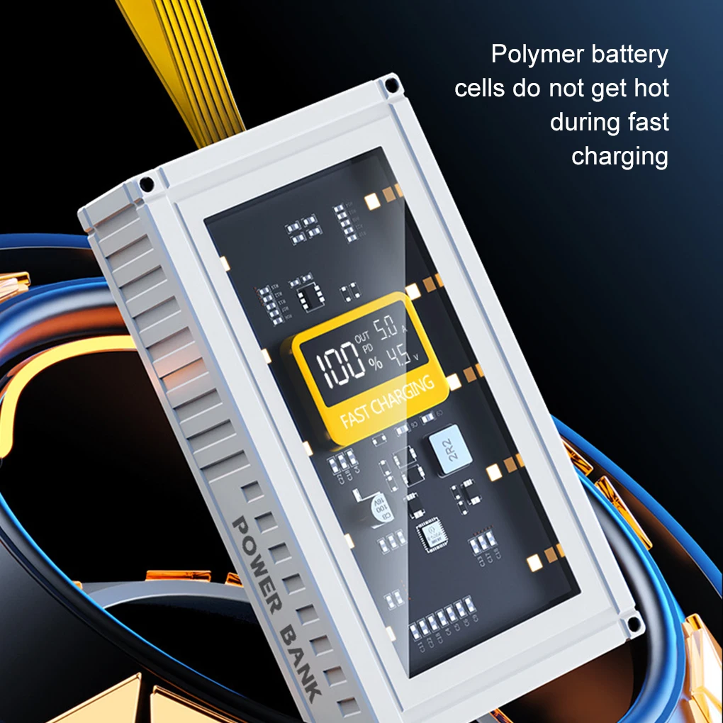 20000mah Transparent Container Shape Power Bank With 120W Fast Charging Built-in Lapping For iphone 16 15 14 Xiaomi