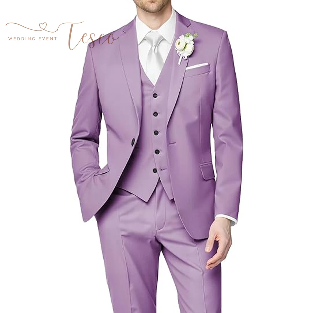 

Tesco Customized Men's 3 Piece Suit Slim Fit Wedding Groomsmen Prom Business Suit One Button Blazer Jacket Vest Pants Tuxedo Set