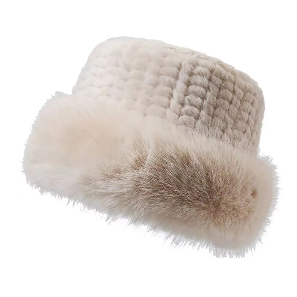 Faux Fur Faux Fur Bucket Hat Ear Protection Thick Fleece Inner Ear Flap Winter Hat Windproof Warm Texture Fisherman Cap