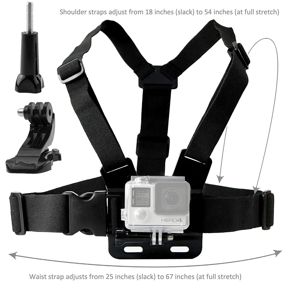 Peito Strap Mount Belt para GoPro Hero, Action Camera Head Harness, Suporte para Go Pro Pov, Acessórios de Montagem, Headband, 12, 11, 9, 8, 7