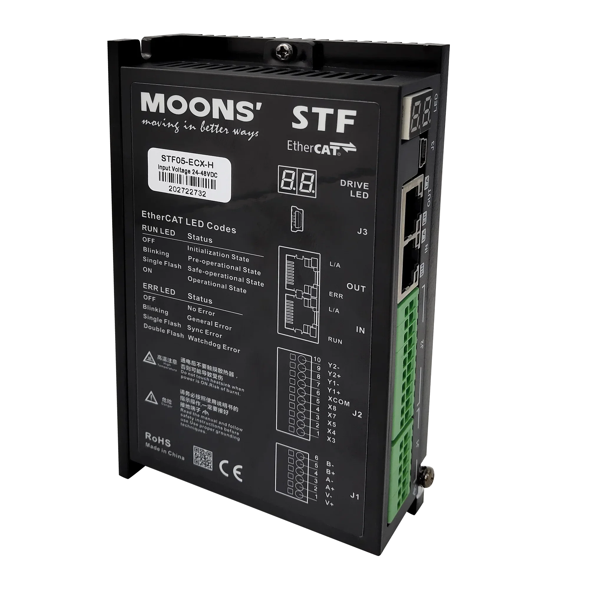 MOONS new version 24-48V DC EtherCAT fieldbus stepper motor driver for CNC machine