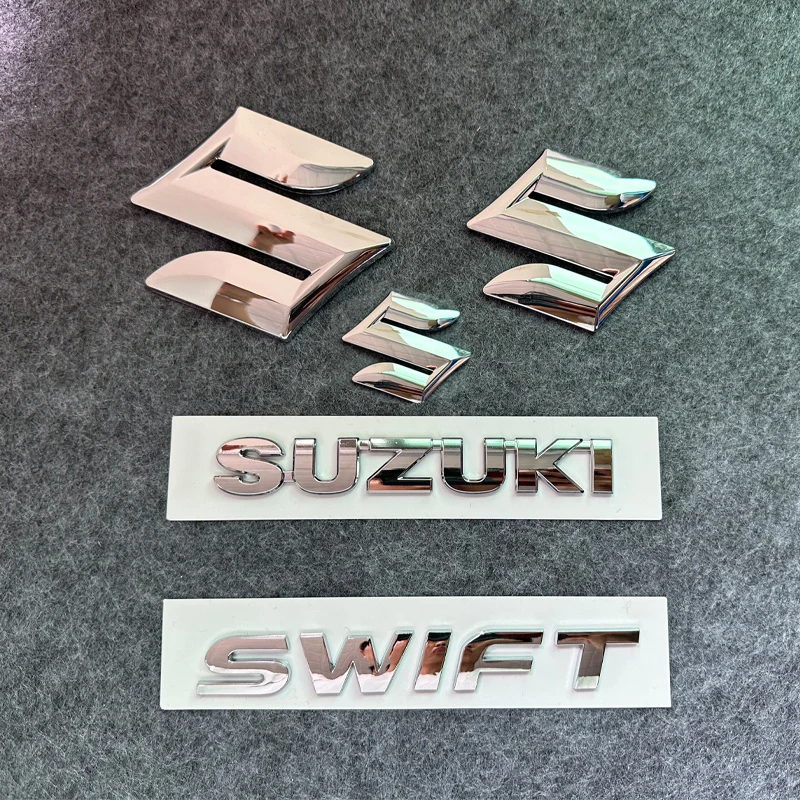 

ABS Silver Front Grille Rear Trunk Emblem Stickers for SUZUKI SWIFT 3D Car Logo Badge Waterproof Auto Styling Accessories
