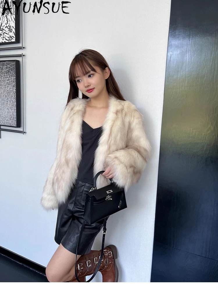 2025년 가을 겨울 여우털 재킷 여성용 숏 럭셔리 신상 아우터 여성 의류 천연 여우털 재킷 아브리고 무헤르
