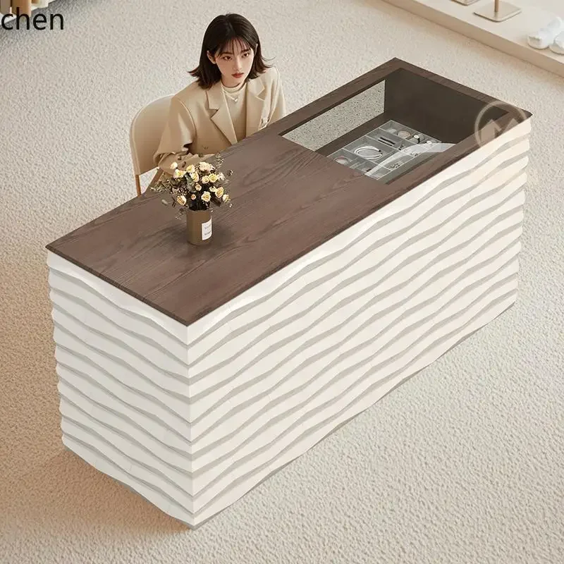 

D16- checkout page Women's clothing store Glass display cabinet Integrated counter Company reception desk
