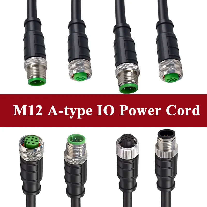 M12 A-type Male to Female Connection Line IP67 4/8Pin 12Pin 17Pin A-Code Sensor IO Power Cord M12 Aviation Plug Extension Wire