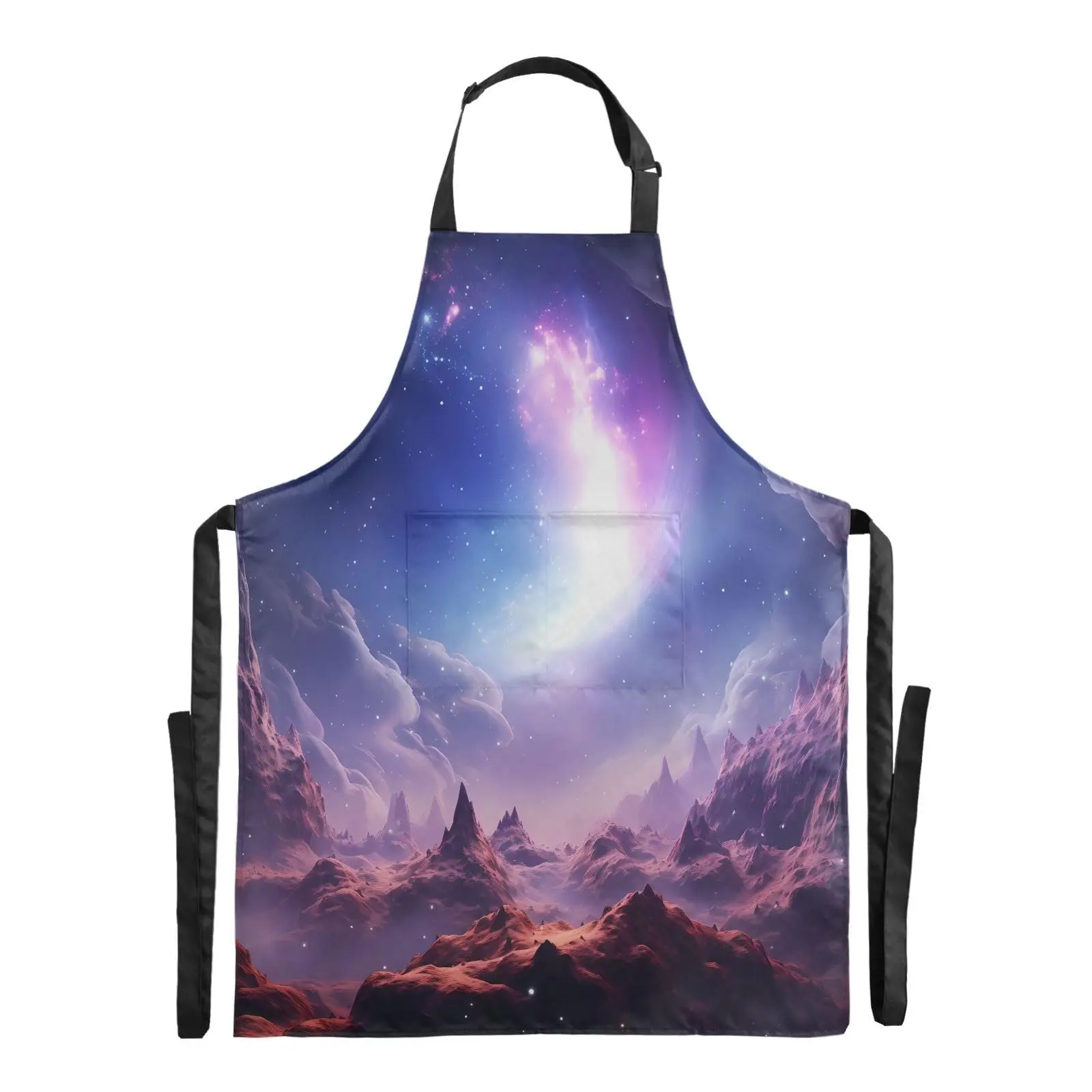 

Starry Sky Mountain Apron Waterproof Cooking Apron for Women Men Baking Gardening Painting Chef Aprons with Pockets Adjustable