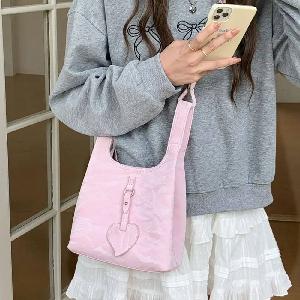 

Модная сумка из искусственной кожи Love в корейском стиле, повседневная женская сумка-ведро, элегантная сумка на плечо для отдыха на открытом воздухе