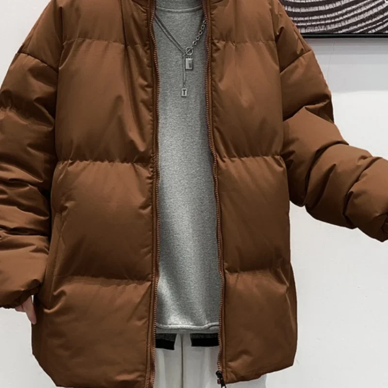 Parkas de terciopelo más gruesas para hombre, abrigos holgados de Color sólido para mantener el calor, bolsillos con cremallera, moda Chic que combina con todo, Otoño e Invierno