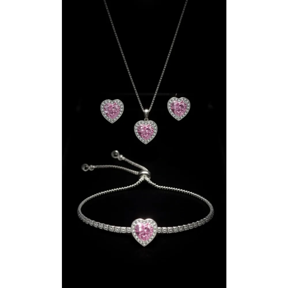 

Набор украшений с кубическим цирконием в форме сердца для женщин: серьги, колье, браслет, подарок на выпускной, свадьбу, вечеринку