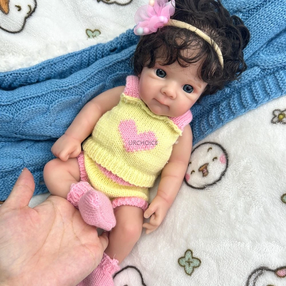 Mini 12 Zoll Baby Mädchen Bettie mit verwurzelten Haaren Vollweiche Silikon Reborn Puppe Realistische Entzückende Waschbare Puppe Spielzeug Weihnachtsgeschenk