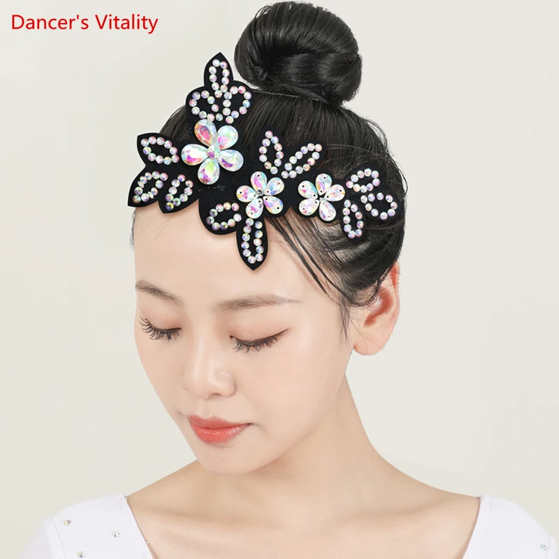 Latin Dance Accessories Headdress Flower Dance Performance Jewelry Customization Diamond Flower Dress Competition Accessory