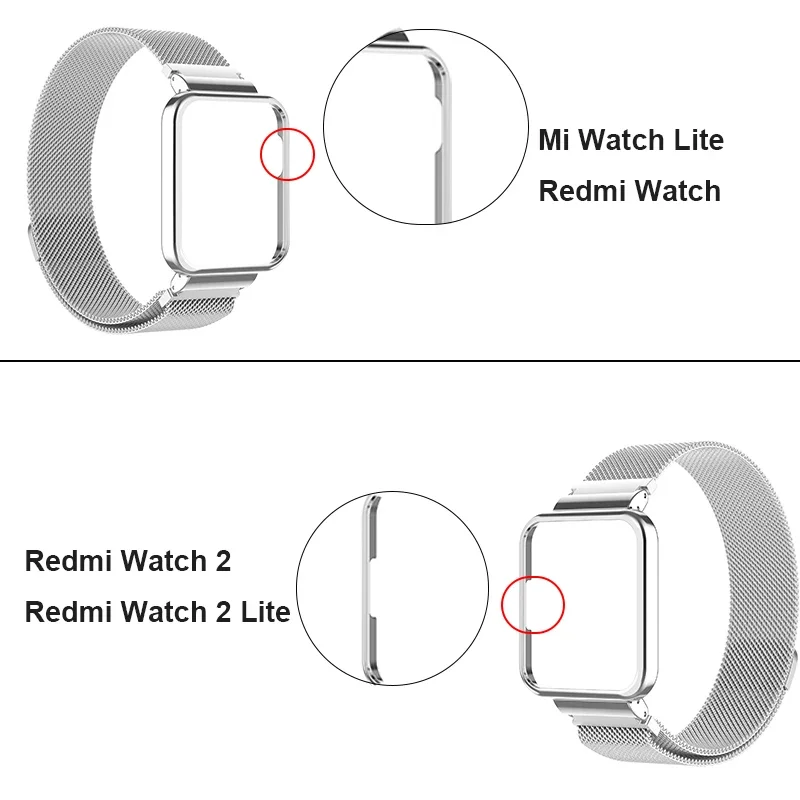 Strap For Xiaomi Redmi Watch 3 2 Lite Band Mi Watch Lite With Metal Protector Case Bumper Magnetic Loop Bracelet For Redmi Watch