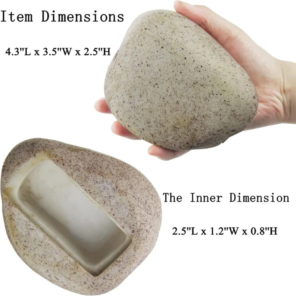 Simulated Stone Hidden Key Storage Box Outdoor Fake Rock Safe Concealed Key Hider Garden Secret Stash Case Discreet Diversion