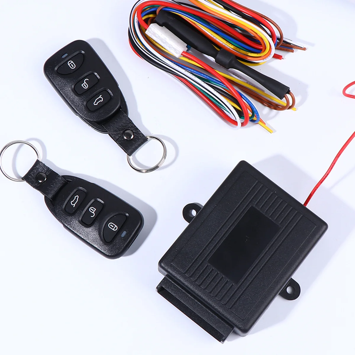 مجموعة واحدة من نظام الدخول بدون مفتاح بقفل مركزي للسيارة عن بعد، قفل إنذار للسيارة مقاوم للصدمات لسيارة 12 فولت باللون الأسود #6