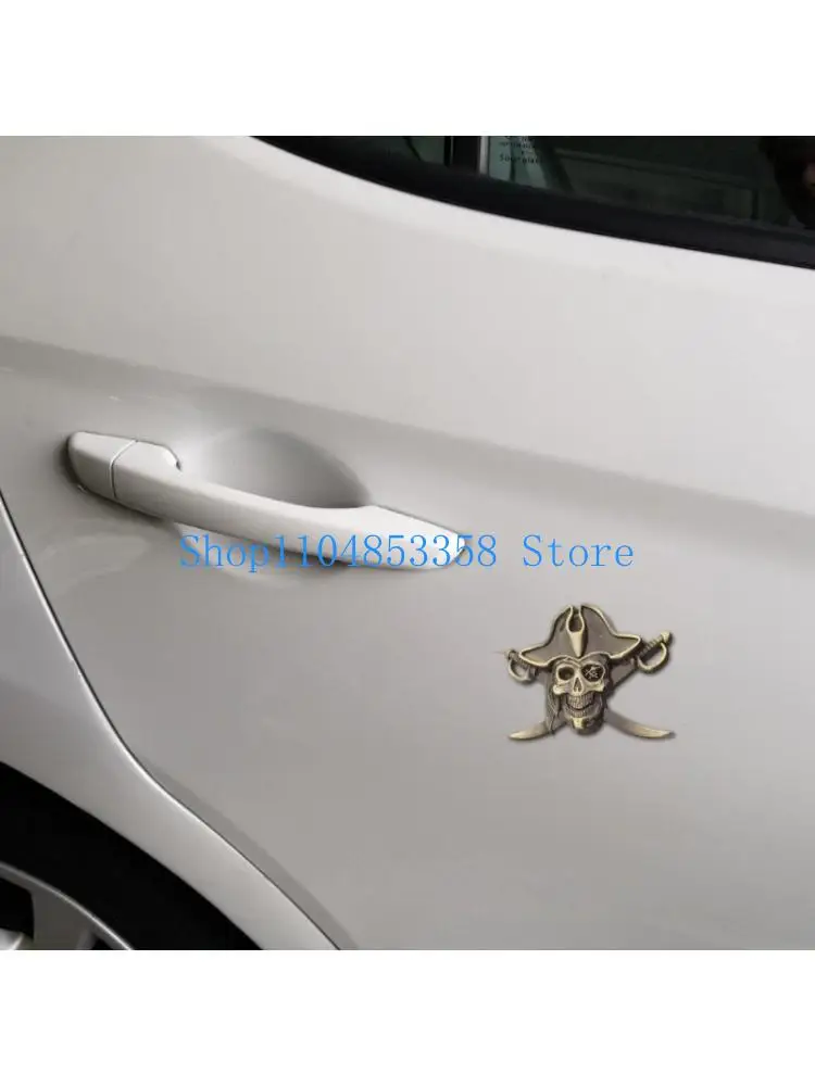 652F Weatherproof Metal Pirate Sticker For Cars Motorcycles Zinc Alloy Decorative
