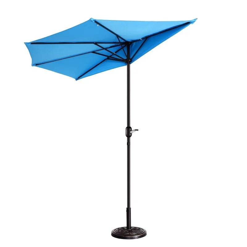 

9ft Half Umbrella for Balcony, Porch, or Deck, Blue