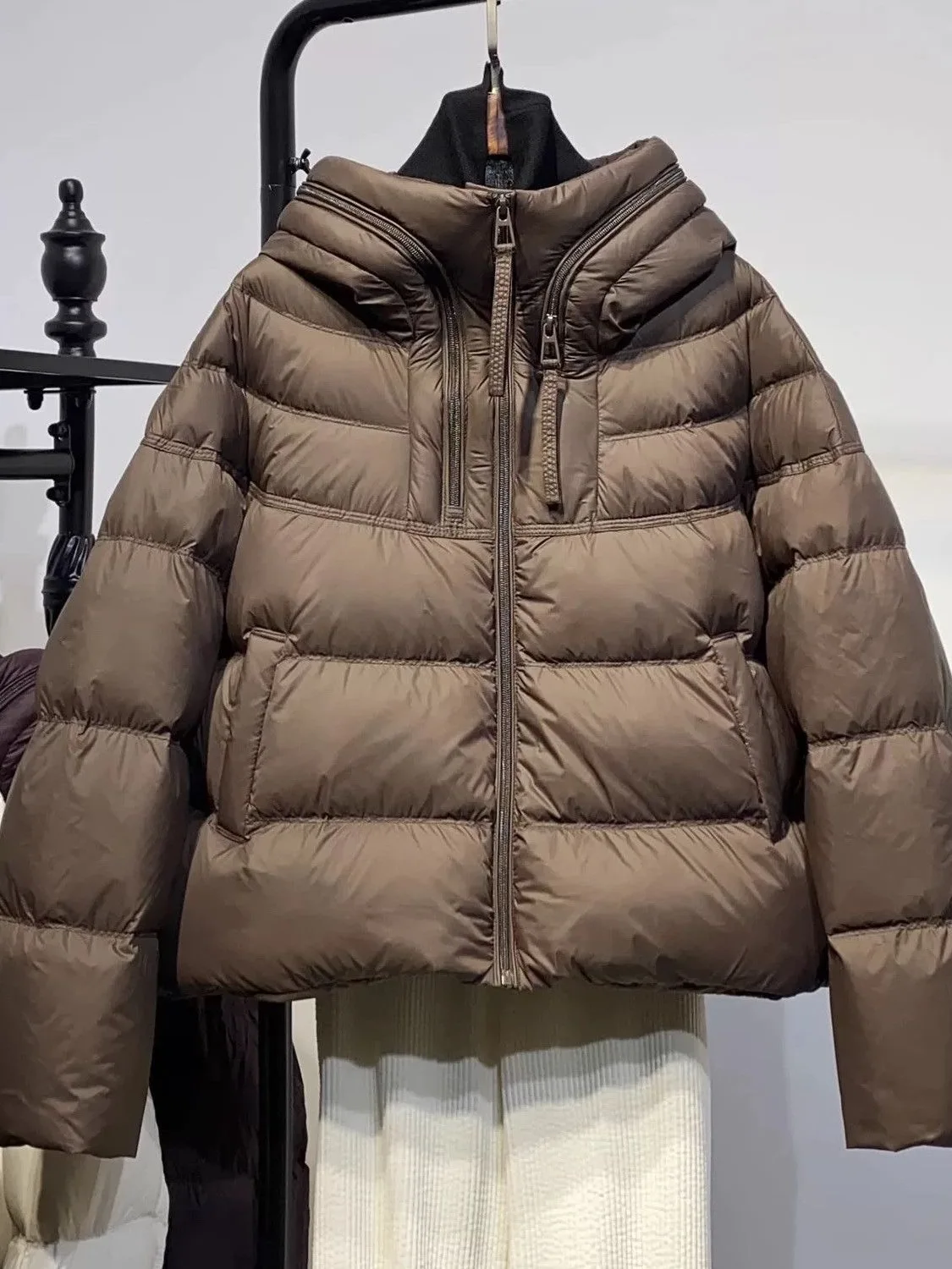 Artistic Simple Soft Puffy down Cotton Jacket Women's Winter Korean Loose Small Size Bread Hat Warmth Female Outerwear