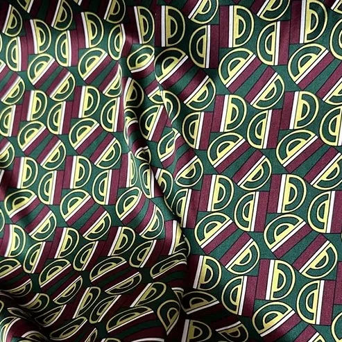 

Green Pattern Diansang Silk Fabric 19 Mm Silk Elastic Satin Floral Shirt Dress Cheongsam Fabric