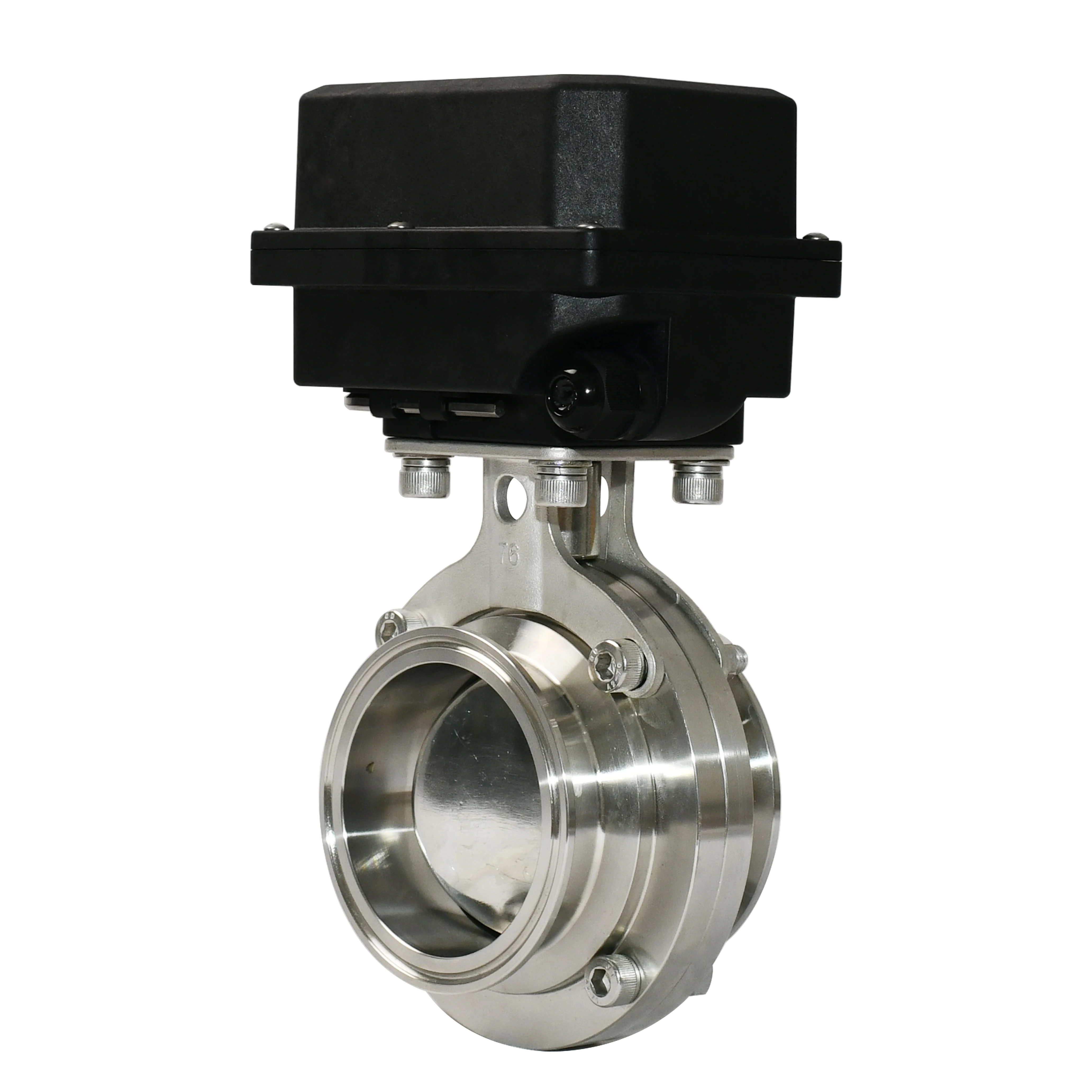 A550-M50-SD-B 57mm SS304 with Triclamp DC12-24v Modbus RTU 485 Proportional Modulating Butterfly Valve