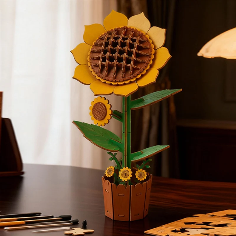 3D Blumen Holzpuzzles DIY Holzblumen Modellbausatz Bastelset für Erwachsene zum Bauen einer Botanik-Sammlung Kreatives Geschenk