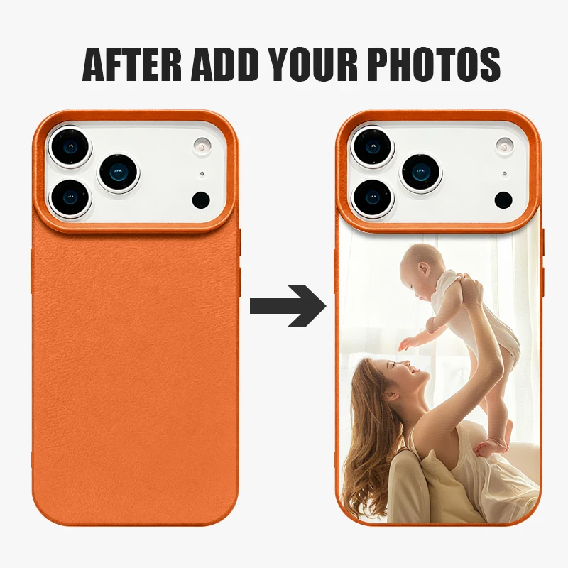 Personalized DIY Customized Name Photo Phone Case For iPhone 17 16 15 Pro Max 14 13 12 Pro Max  Leather Texture TPU Soft Cover