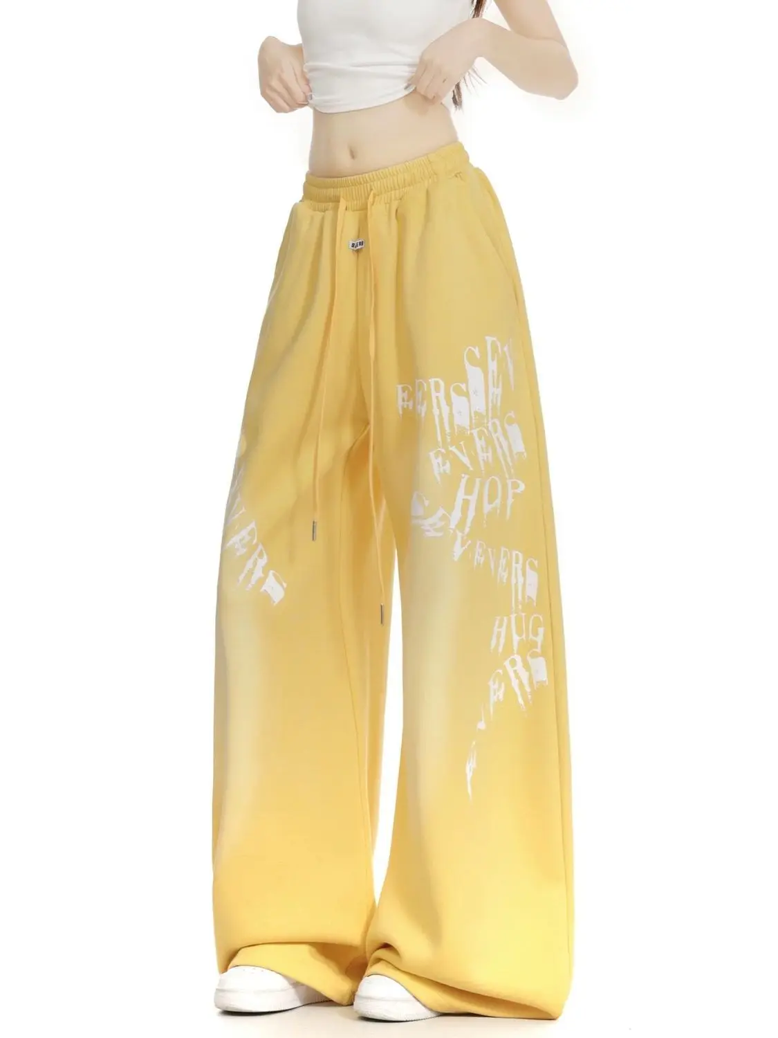 American retro gradual change letter printing casual sweatpants women's trend versatile lazy drape wide-leg jazz hip-hop pants