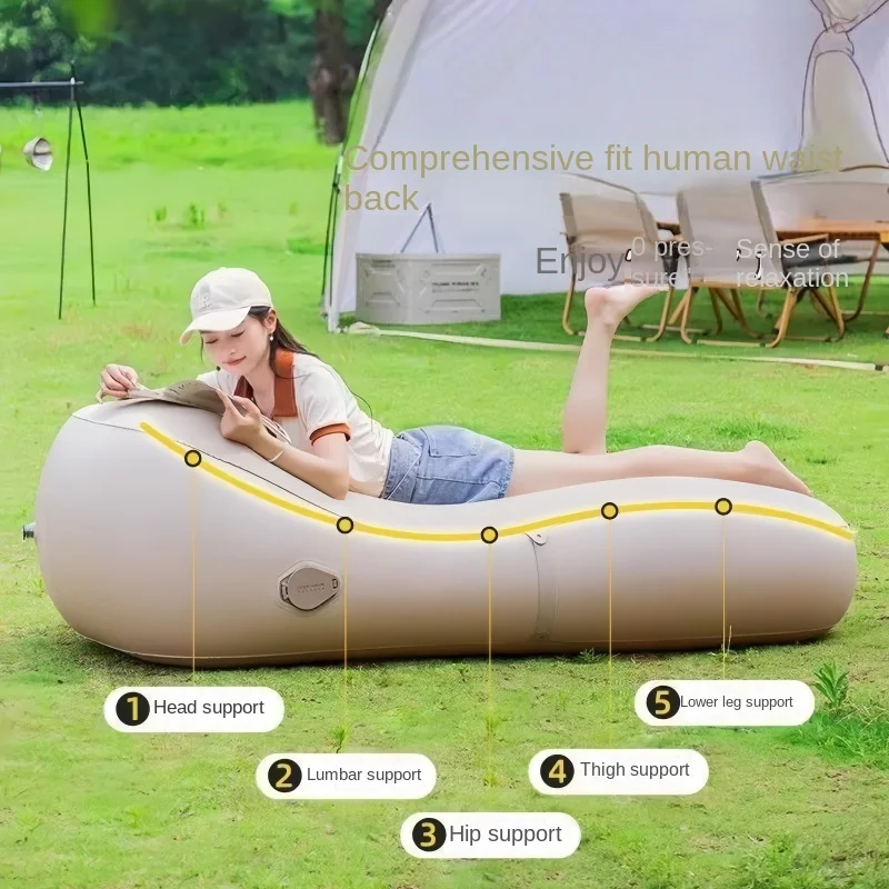 Outdoor Portable Self Inflating Lounge Chair - Waterproof Camping Lazy Sofa with Pillow and Handle, Suitable for Beach and Lawn image 5
