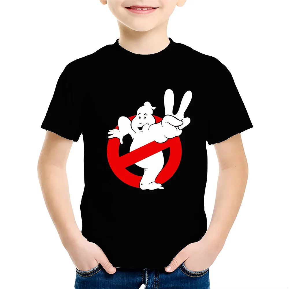 Summer Boys/Girls Cartoon Cotton Fun Ghostbusters Games Printed Short Sleeve Kids T-shirt Cute Kawaii 2024 New Short Sleeve