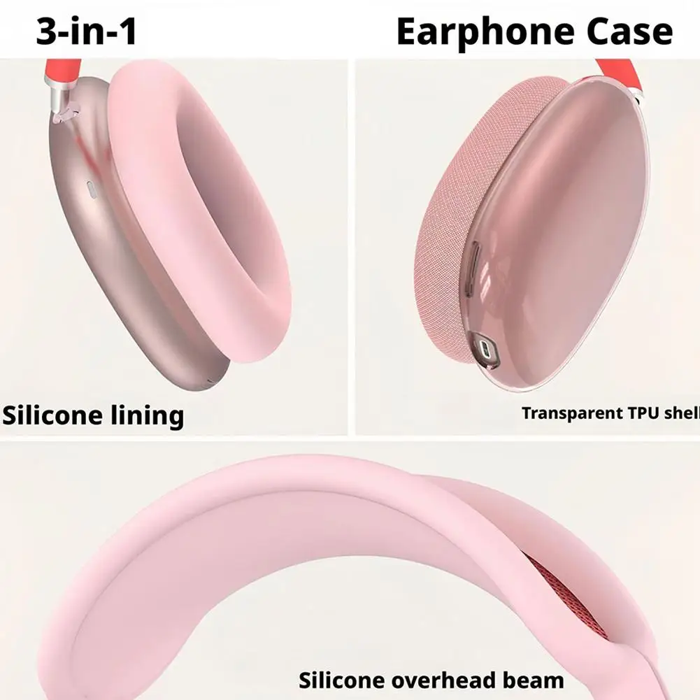 ل AirPods Max حافظة واقية من السيليكون وسادة أذن ناعمة مقاومة للصدمات تصميم حقيبة تخزين الغبار بلوتوث مع غطاء الرأس G8H2