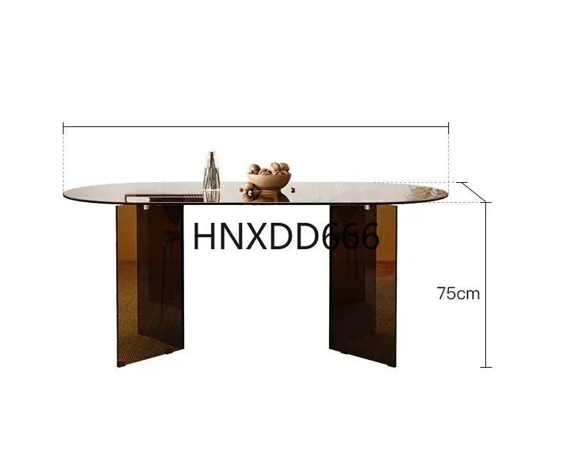 cqyWabi Sansi tempered glass dining table and chair combination minimalist acrylic oval island