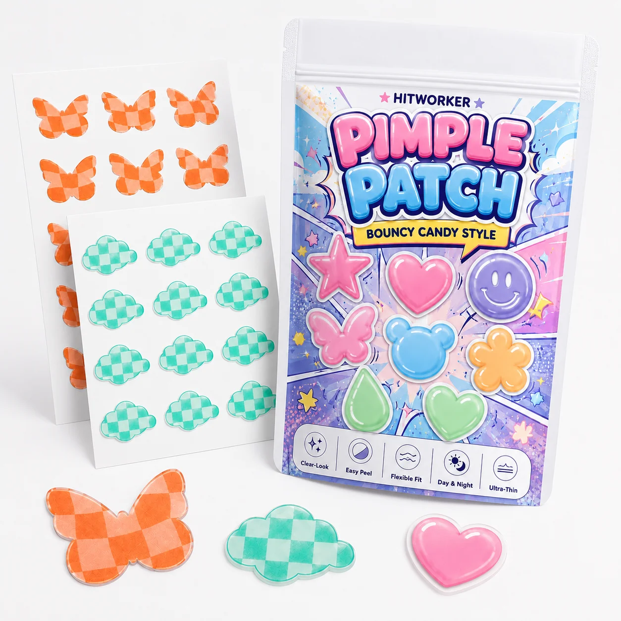 60PCS Pimple Cover Patches, Clear-Look Hydrocolloid Beauty Patches For Day And Night Use, Easy Peel Spot Cover