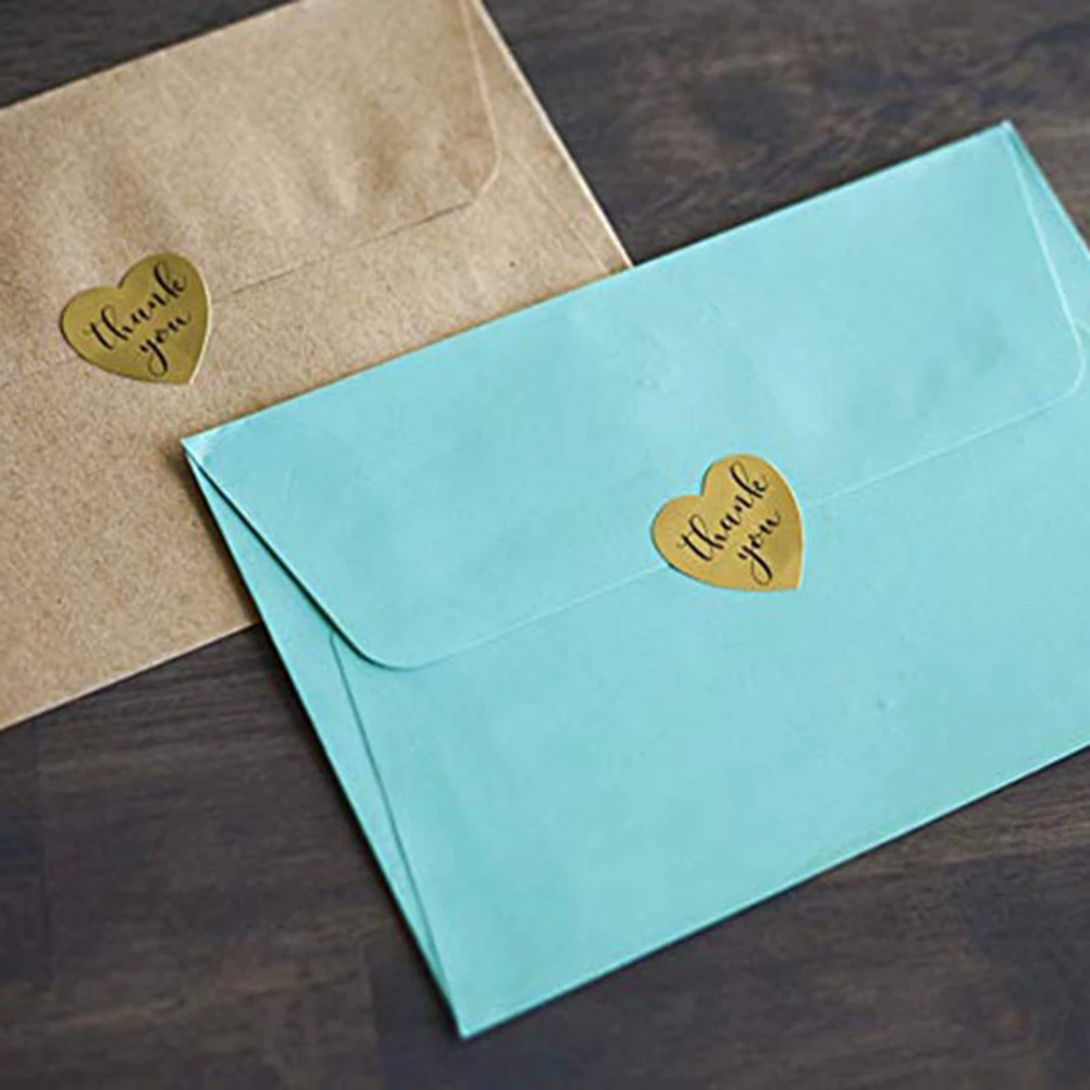 

500Pcs Attractive Heart-Shaped Thank You Stickers Long-Lasting Adhesive for Bag Sealing Baking Packaging DIY Journal Furniture