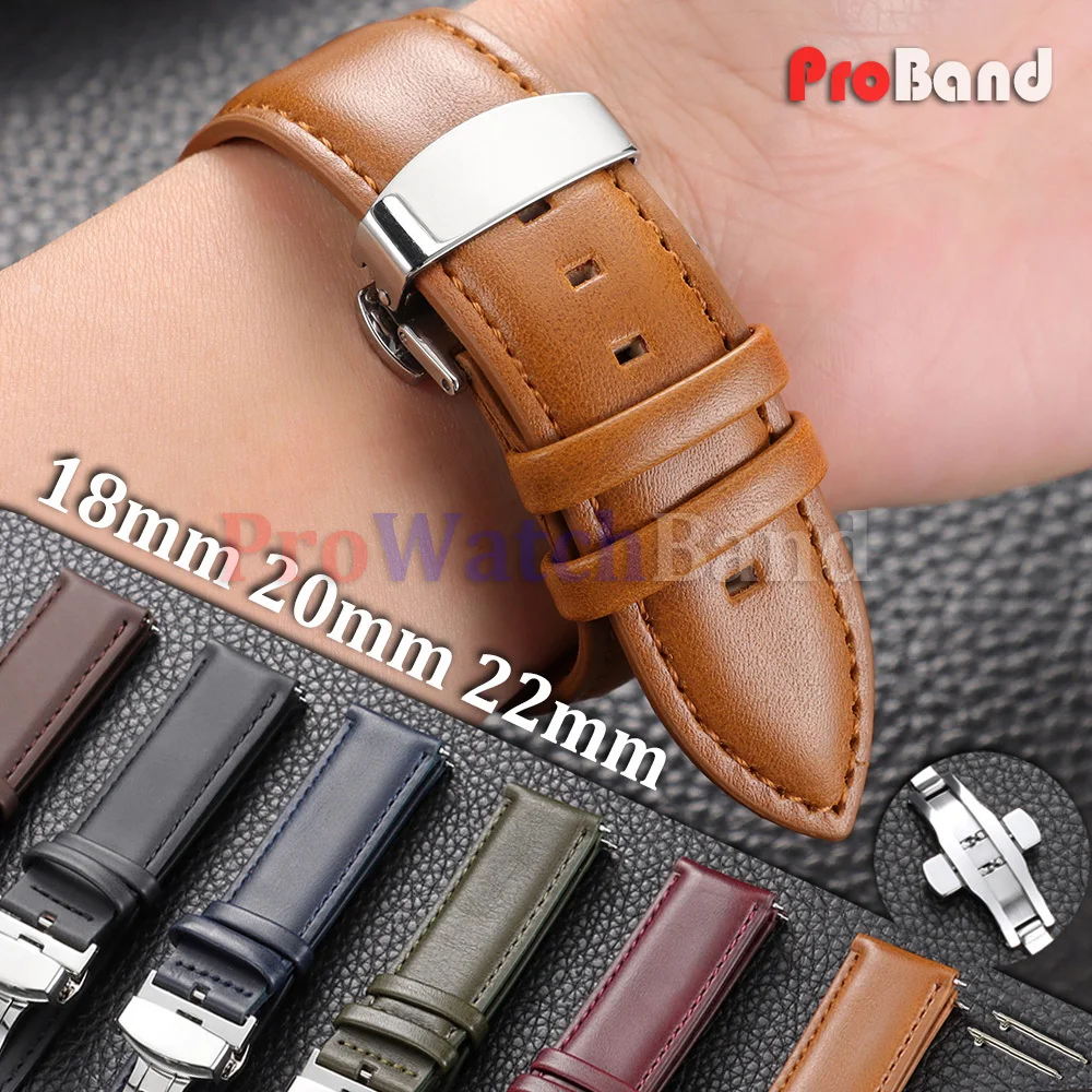 

Quick Release Watch Band 18mm 20mm 22mm Universal Men Women Handmade Retro Sport Strap Gold Butterfly Buckle Bracelet WristBelts