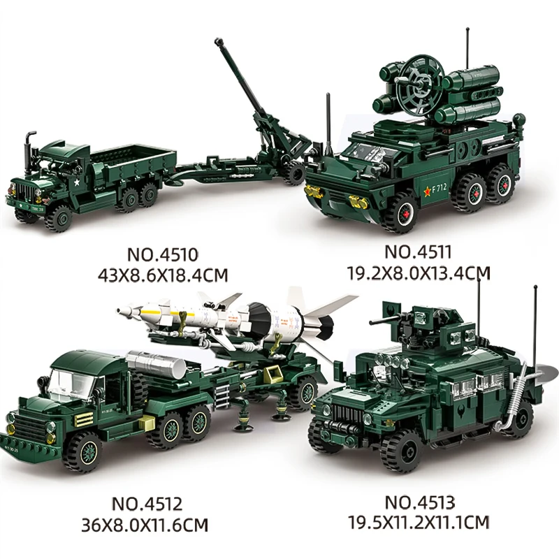 Boy puzzle assembly anti-aircraft missile tank Dongfeng transport vehicle armored vehicle building block toy children's gift