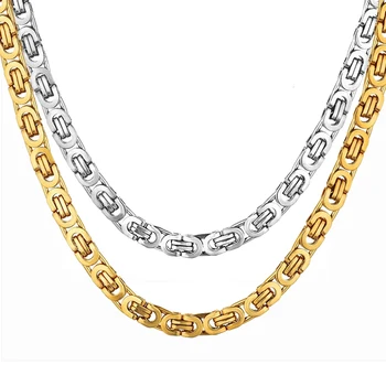 Vintage bizantyjski łańcuszek naszyjniki męskie 6/8mm złoty kolor srebrny łańcuszek ze stali nierdzewnej dla kobiet mężczyzn biżuteria punkowa na prezent