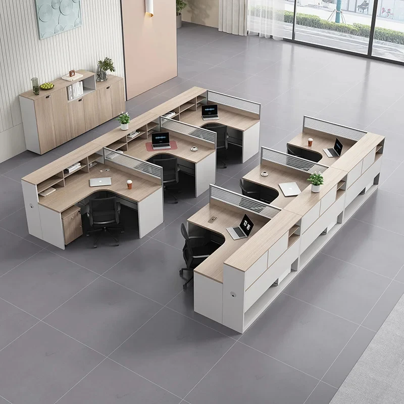 Staff desk and chair combination set, financial screen, workstation, office employee card seat, multi-function